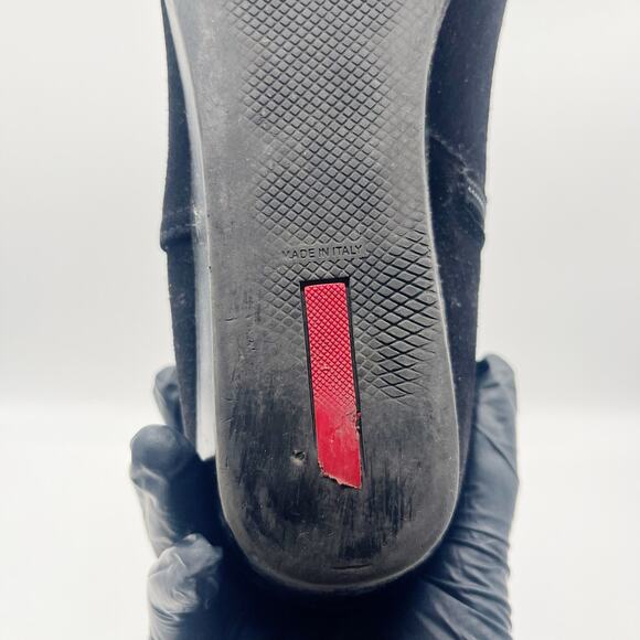 Prada Suede Chelsea Boots Zipper Leather Size 40 Black - Picture 7 of 10